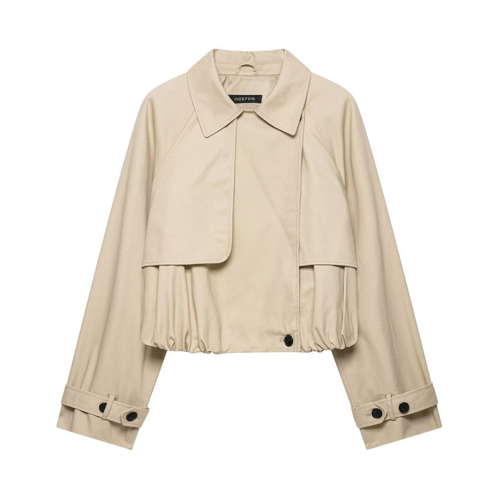 Dam 60+ Kort Trench Blouson med Cape Detail och Drawstring Nederkant