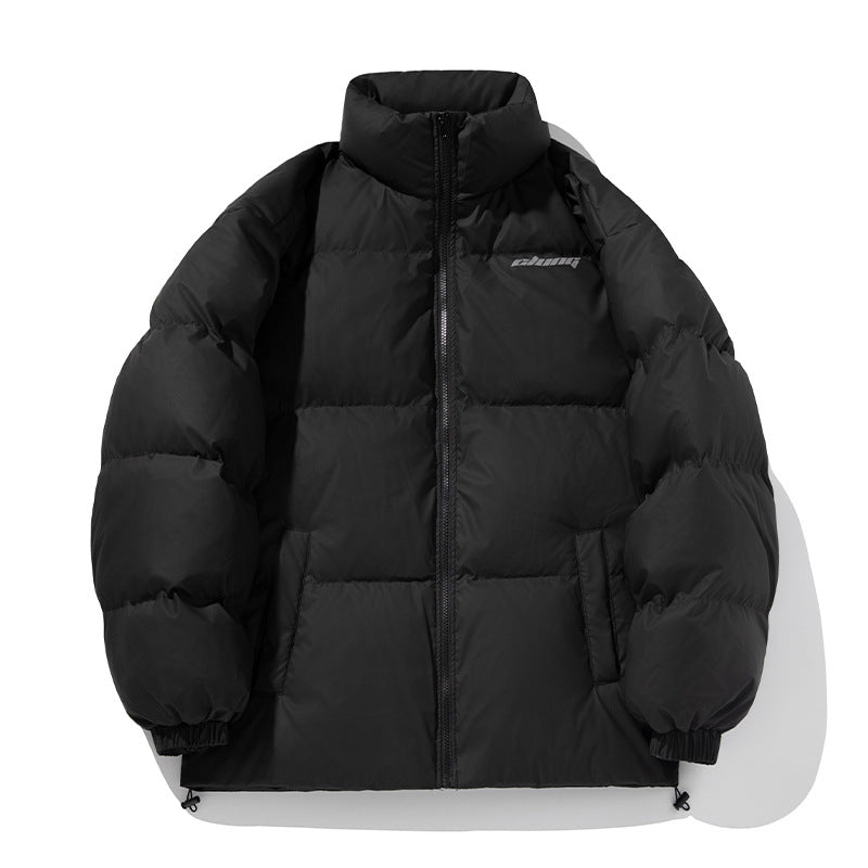 Unisex Klassisk Skärning Quiltad Down Look Jacka med Hög Stå Krage och Drawstring Nederkant