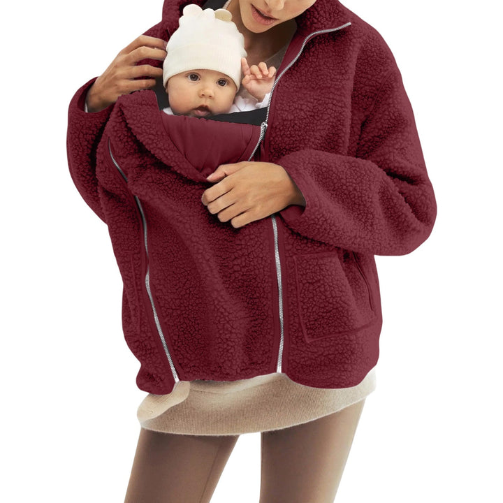 Dam oversized teddy fleecejacka med ståkrage och full-length dragkedja