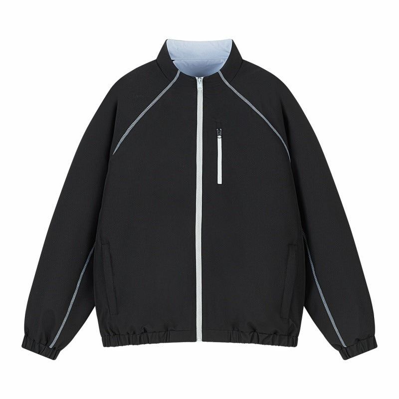 Unisex Lätt Övergångsjacka med Raglan Ärmar, Full Dragkedja, Chest Ficka och Elastic Nederkant