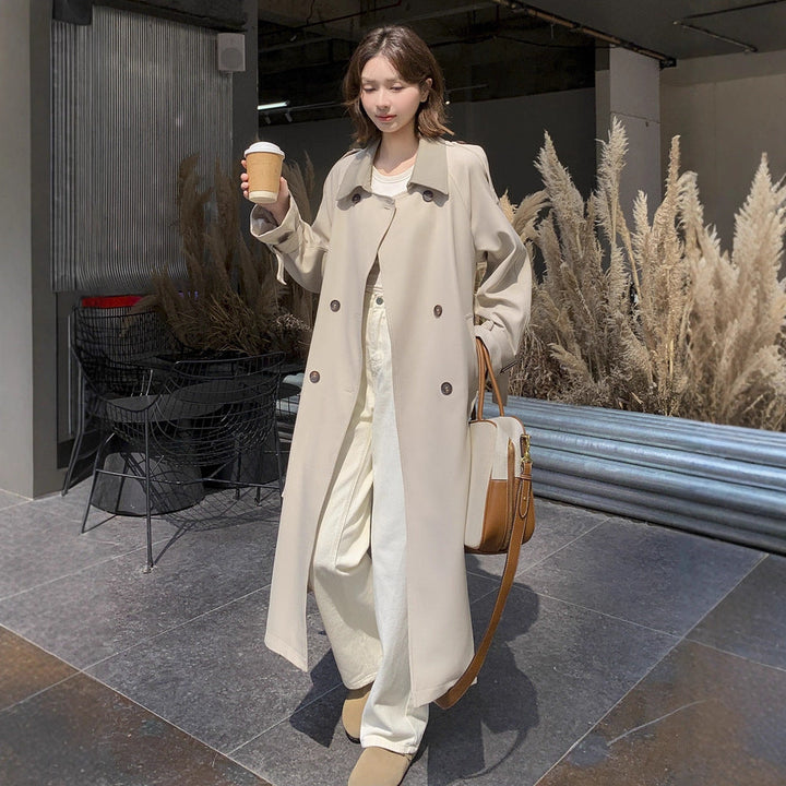 Dam lång skärning minimalistisk trenchcoat med mjuk Fall, Dropped Shoulders och justerbar ärm Straps