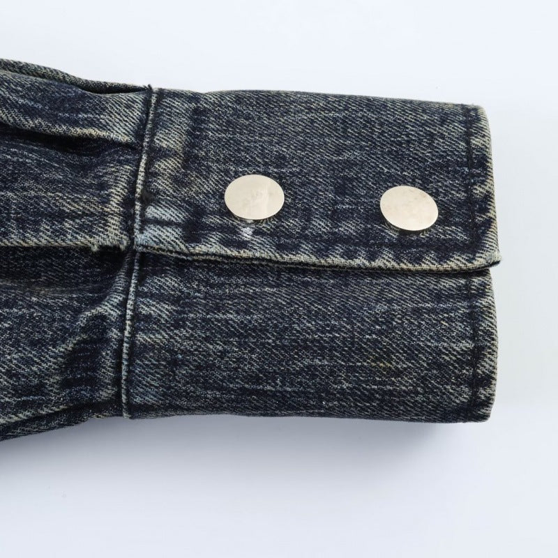 Dam Oversized Kort Jeans Jacka med Bred Krage