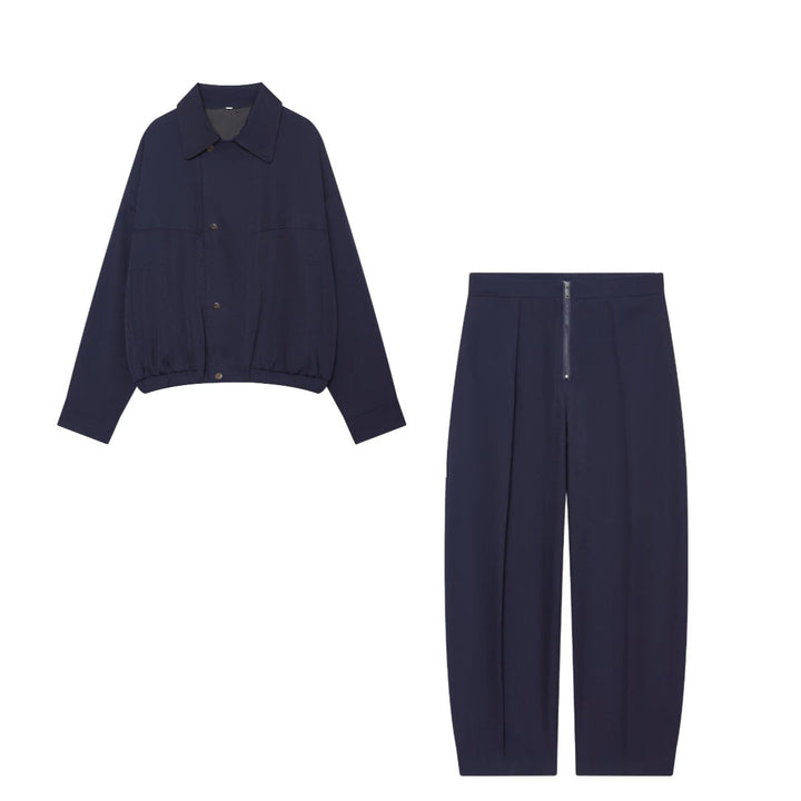 Dam Kort Skärning Utility Blouson Jacka med Drawstring Waist och Patch Fickor