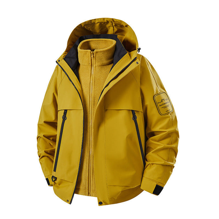 Herr Multifunctional Vattentät Softshell Regnjacka med Uttagbar Fleece Inre Jacka