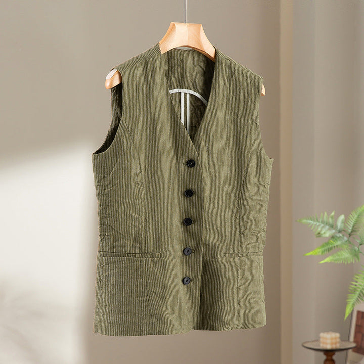 Dam skräddad Cord Waistcoat med V-ringning och utanpåfickor