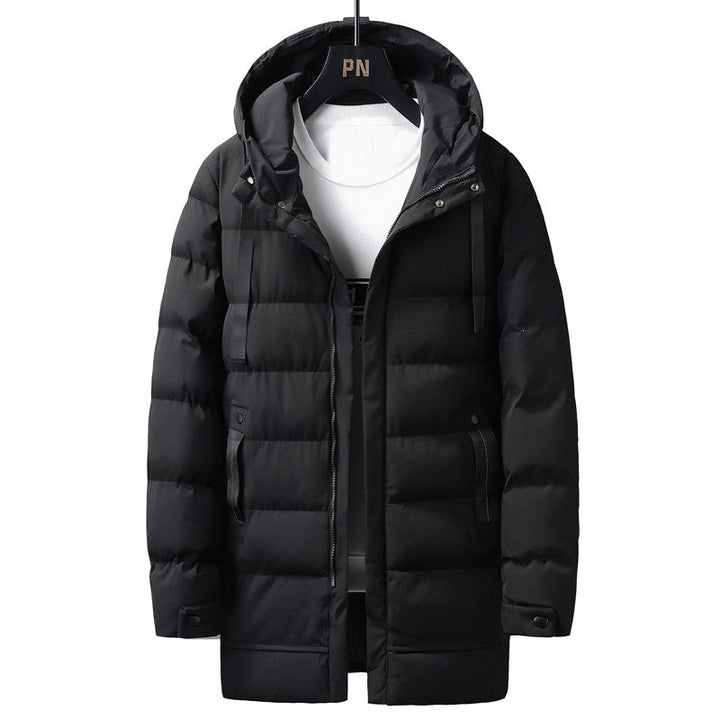 Herr Lång Quiltad Termisk Parkas med Huva, Dragkedja &amp; Funktion Fickor