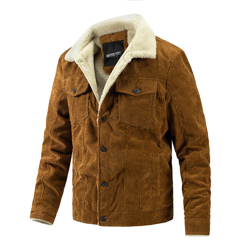 Herr Vintage Manchester Jacka i Trucker Stil med Sherpa Foder och Bröst Lock