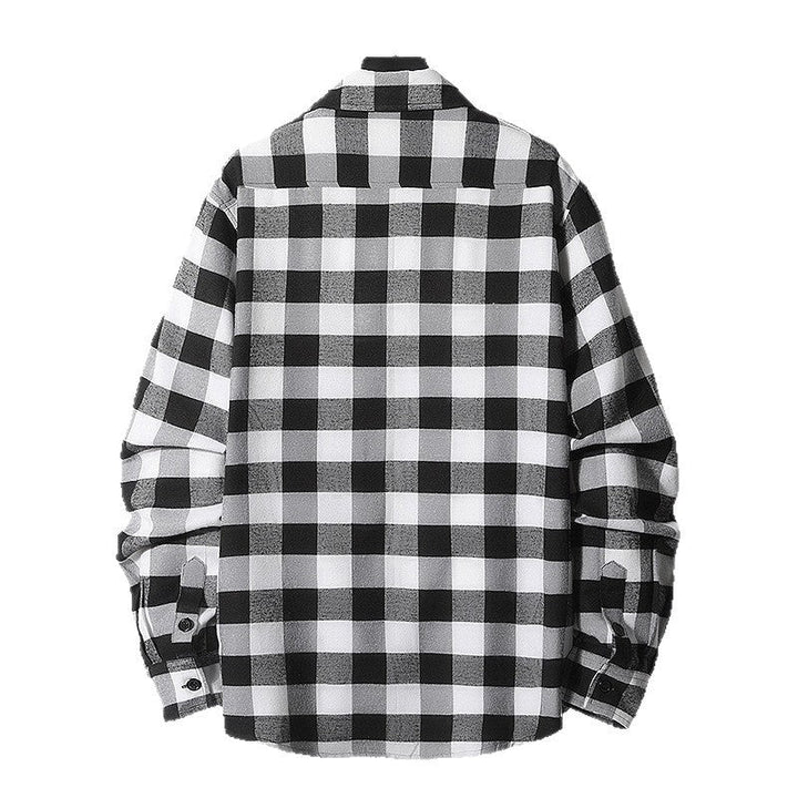 Herr Rutig Flannel Skjortjacka med Bröstfickor och Ledig Passform