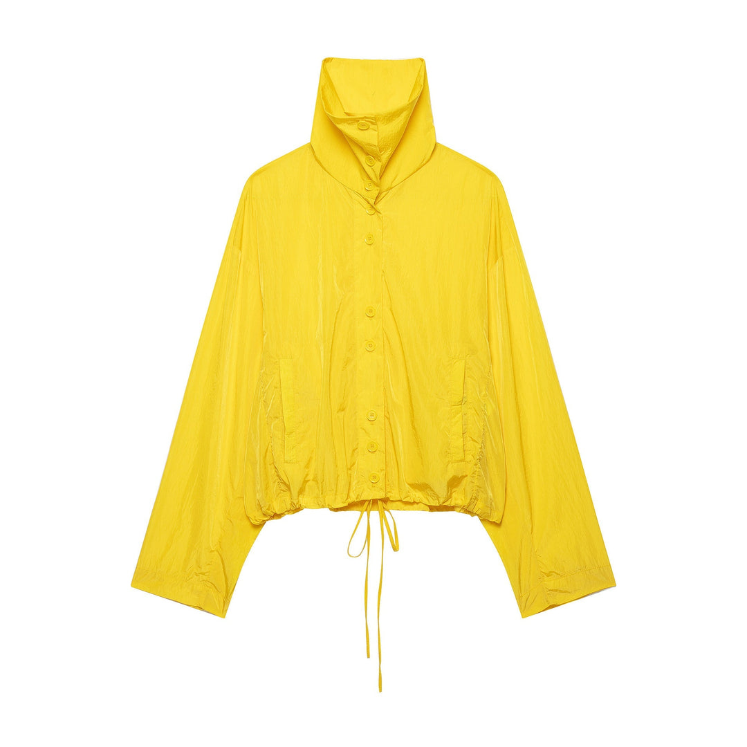 Dam Lätt Vadderad Windbreaker med Stå Krage och Prickig Prick Tryck