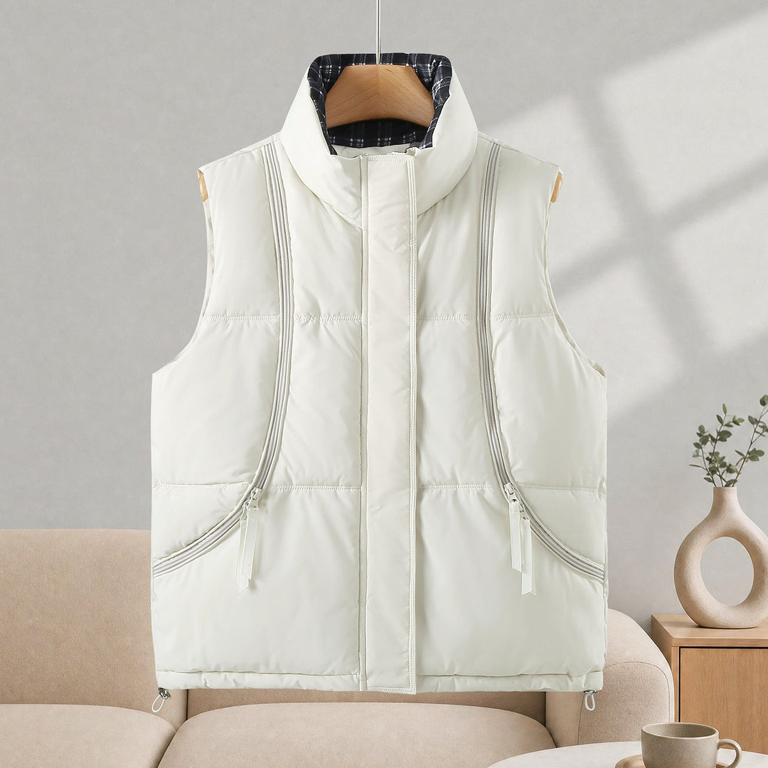 Dam Sleeveless Thermal väst med High Stand krage och Visible Vertical Zippers
