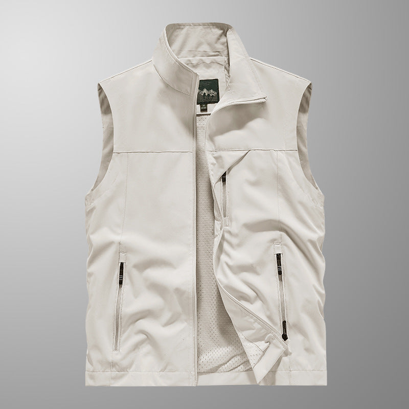 Herr ventilerande softshell Utomhus väst med Mesh innerfoder och fickor med dragkedja