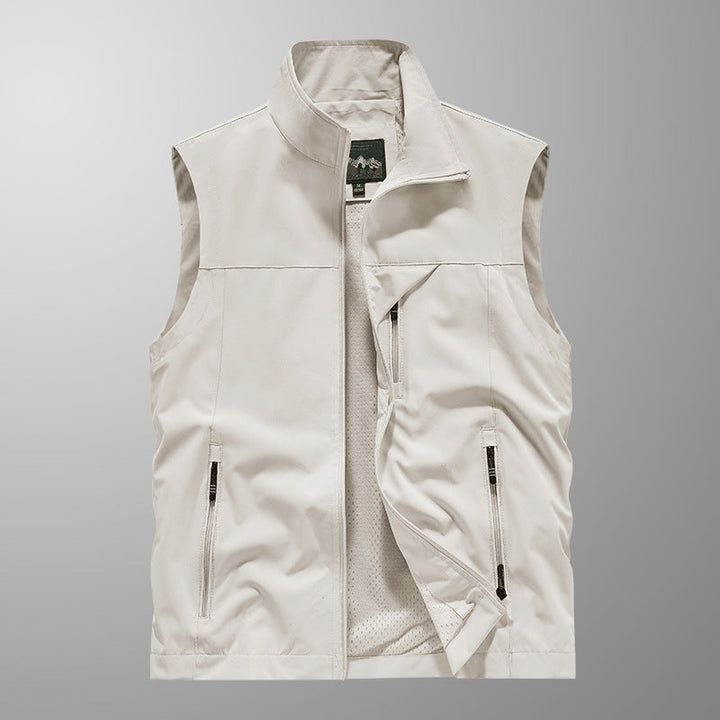 Herr ventilerande softshell Utomhus väst med Mesh innerfoder och fickor med dragkedja