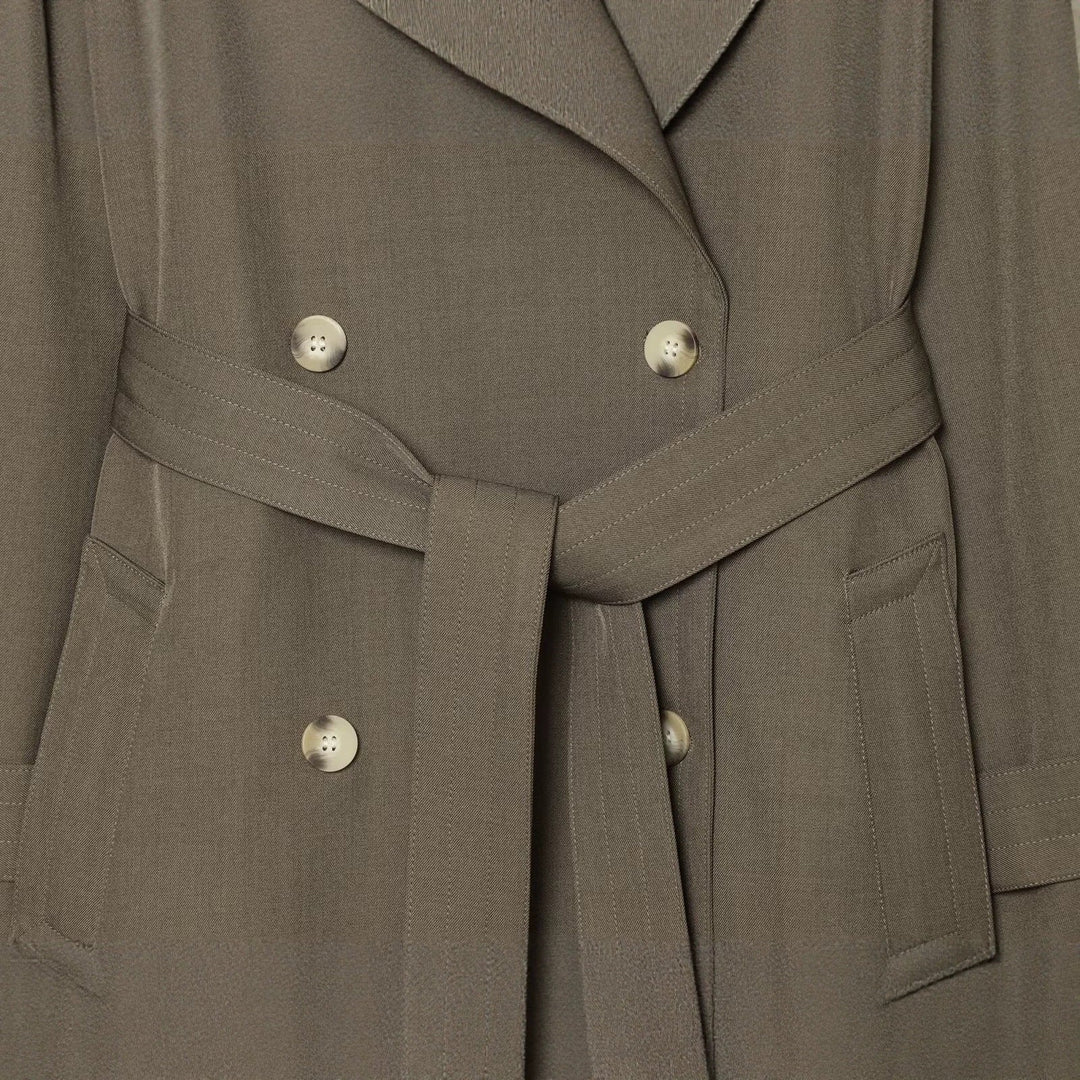 Dam Double-Breasted trenchcoat med midjebälte och Raglan ärmar
