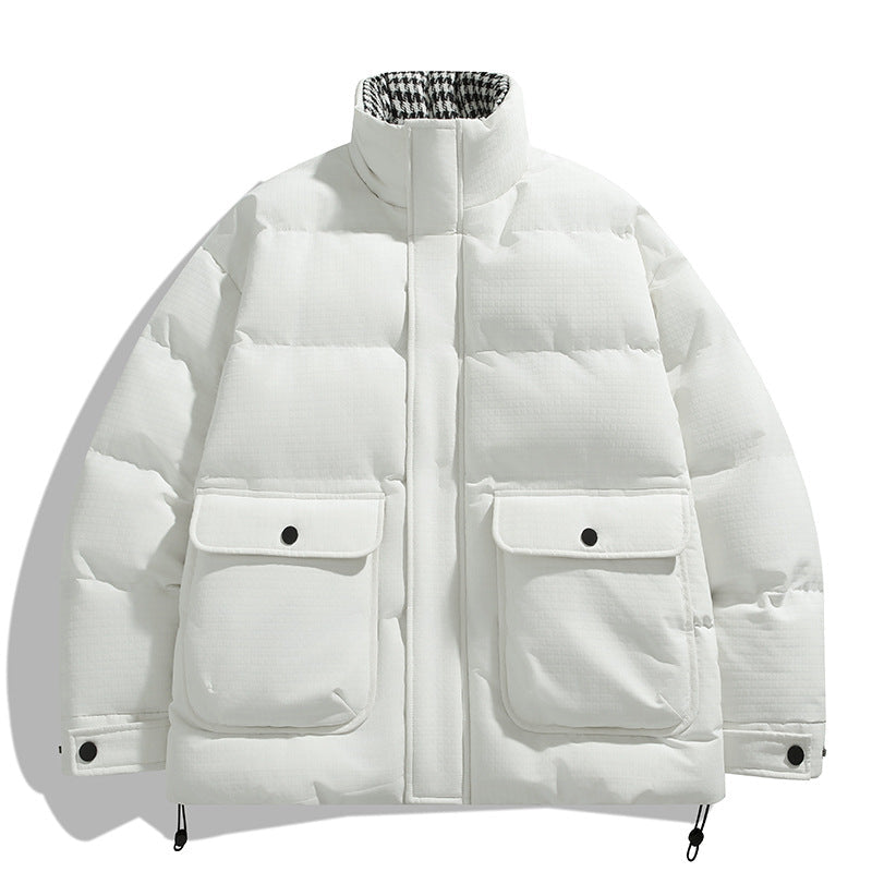 Unisex vadderad kviltad jacka med stor Flap fickor, ståkrage, och Ripstop Structure