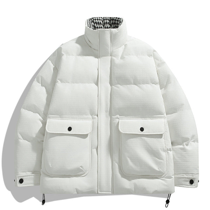 Unisex vadderad kviltad jacka med stor Flap fickor, ståkrage, och Ripstop Structure