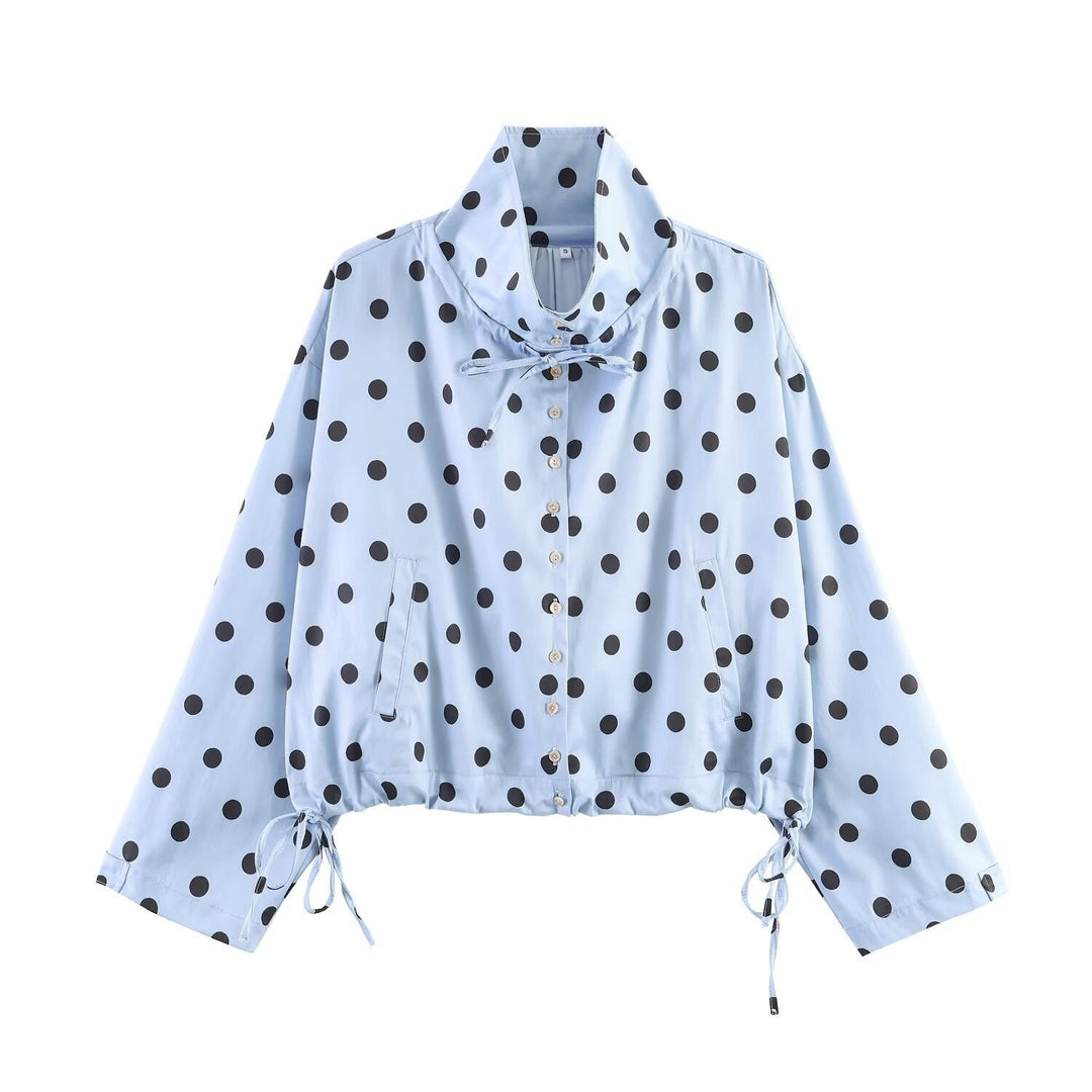 Dam lätt Windbreaker med Stand krage, Ties och dragsko