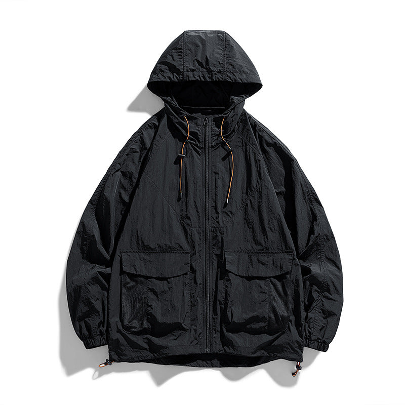 Dam Lätt Outdoorjacka med Huva och Fickor