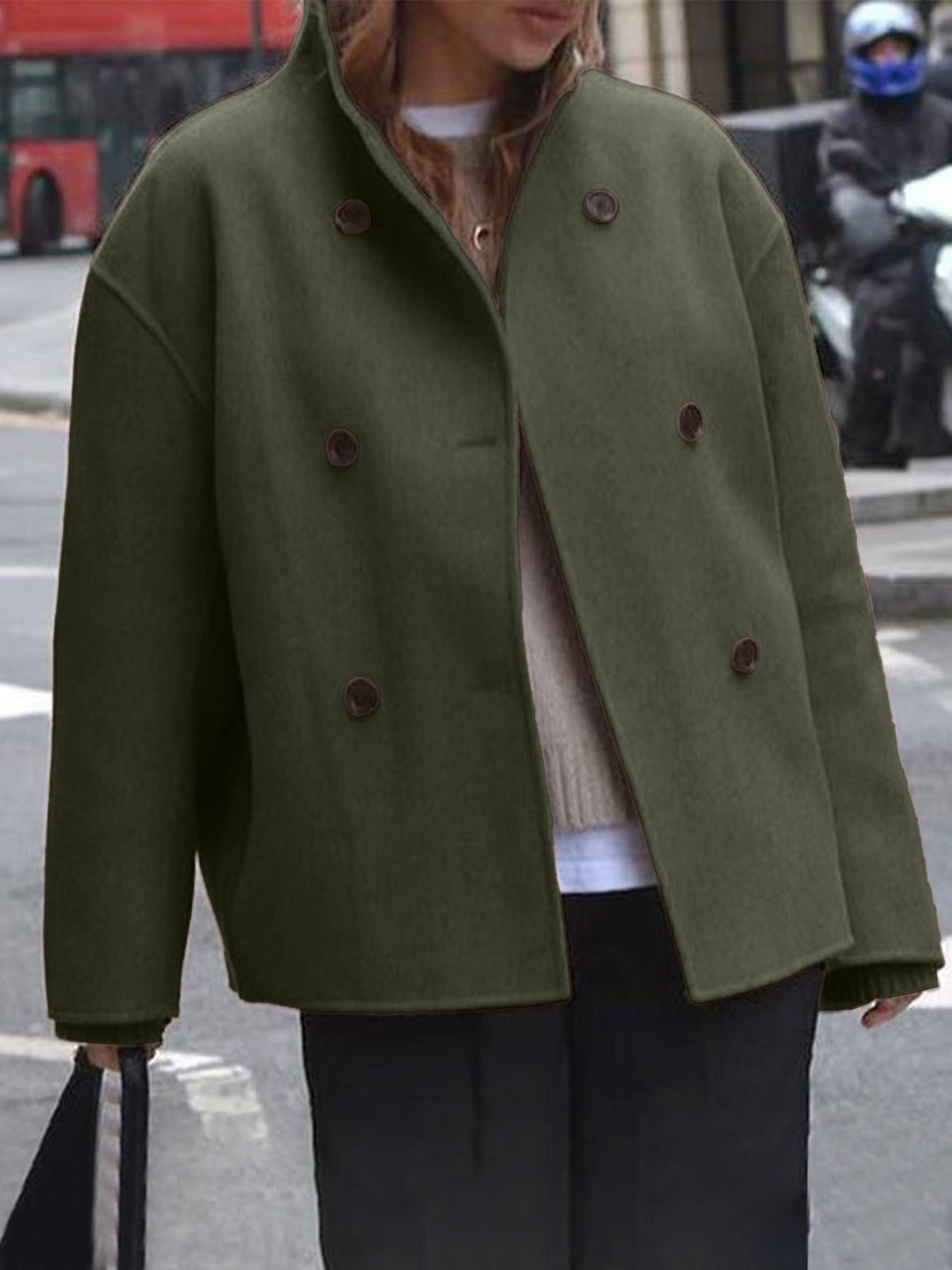| oversize mode jacka med knapp stängning