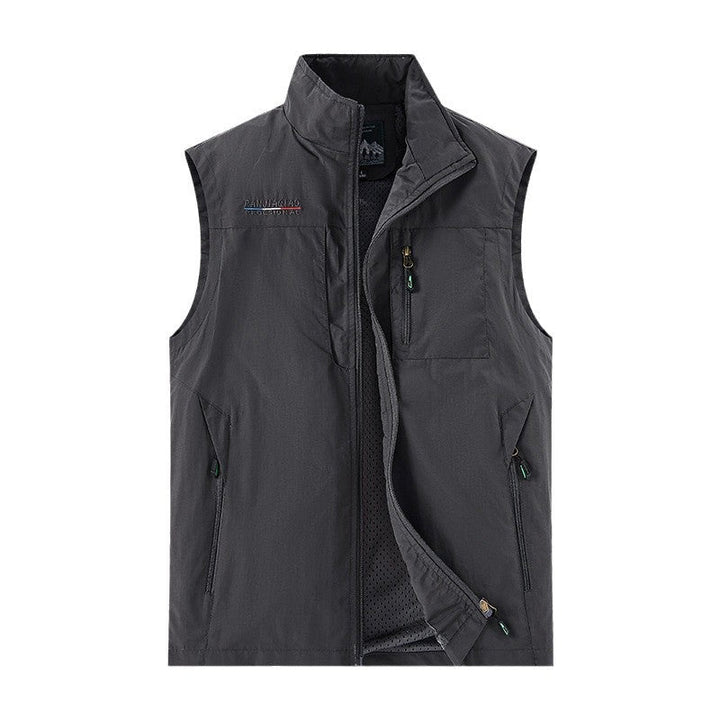 Herr Technical Utomhus Väst med Andningsbar Mesh Foder, Zippered Fickor och Standing Krage
