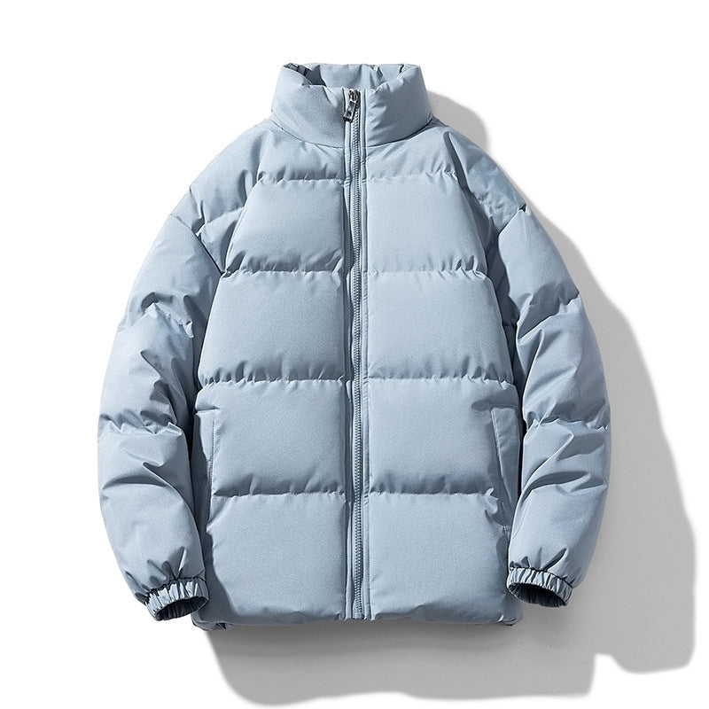 Unisex lätt vadderad Down look pufferjacka med Stand krage och två-Way dragkedja
