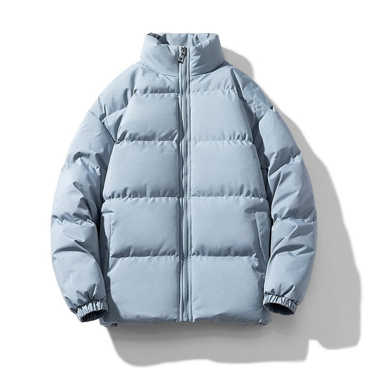 Unisex lätt vadderad Down look pufferjacka med Stand krage och två-Way dragkedja