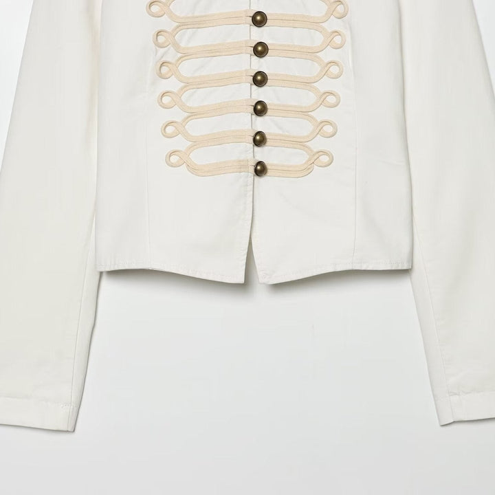 Dam Military-Inspired Kort Jacka med Frog Closures och Stå Krage