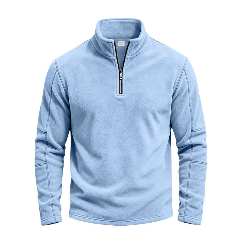 Herr Fleece Pullover med Kort Dragkedja och Ståkrage