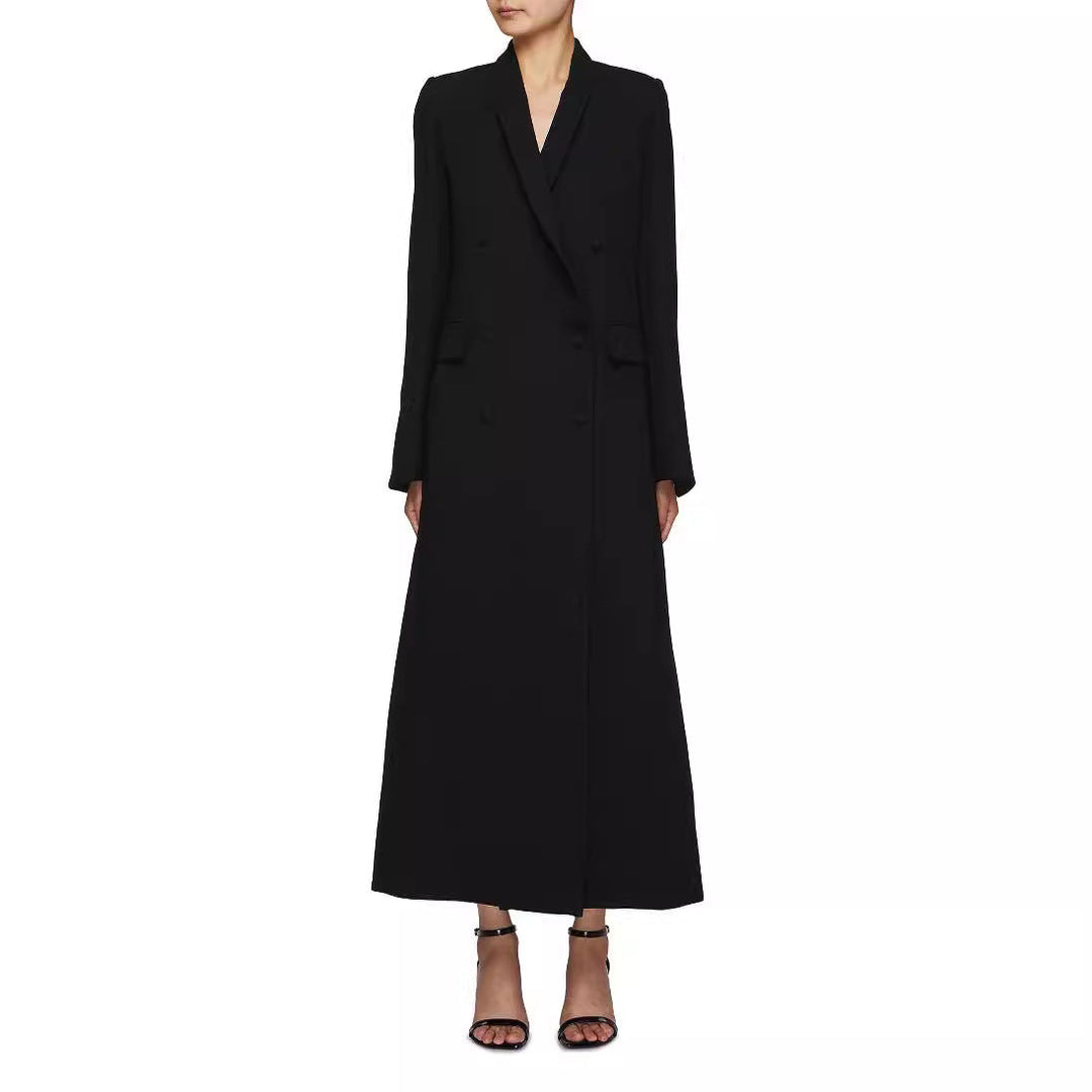 Dam Double-Breasted Maxi blazer kappa med Slim silhuett