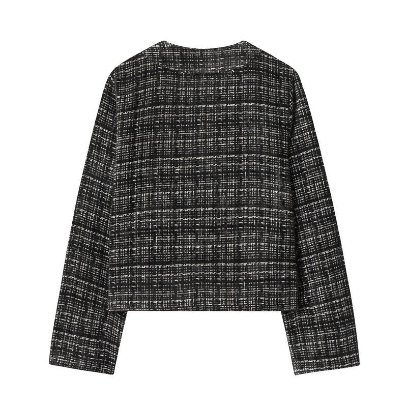 Dam Boxy tweed jacka in Boucle look med dold knappslå och Boxy silhuett