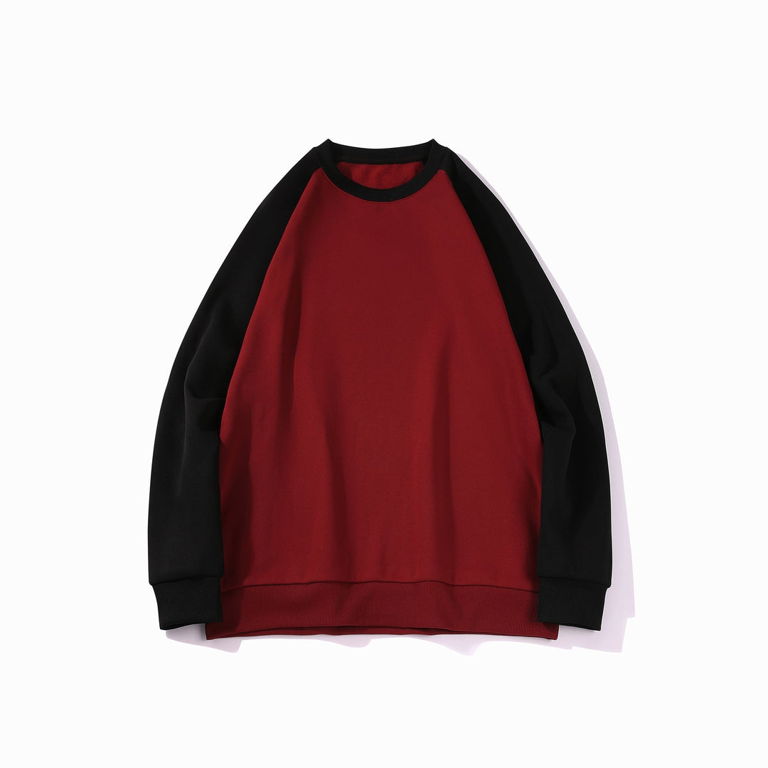 Herr Raglan College-Tröja med Contrast Ärmar, Mjuk Fleece Foder, och Ribbad Fåll