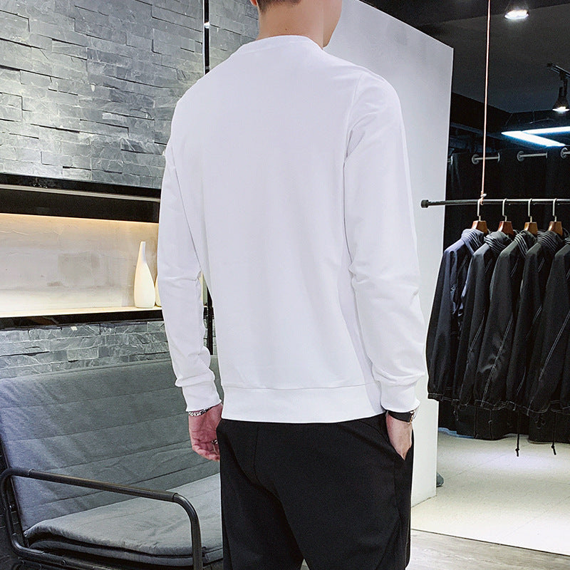 Herr Crewneck College-Tröja med Contrast Piping och Smal Silhuett
