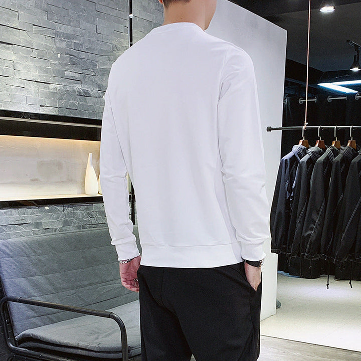 Herr Crewneck College-Tröja med Contrast Piping och Smal Silhuett