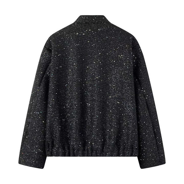 Dam sparkling kort boxy jacka med elastisk fåll och subtle ståkrage