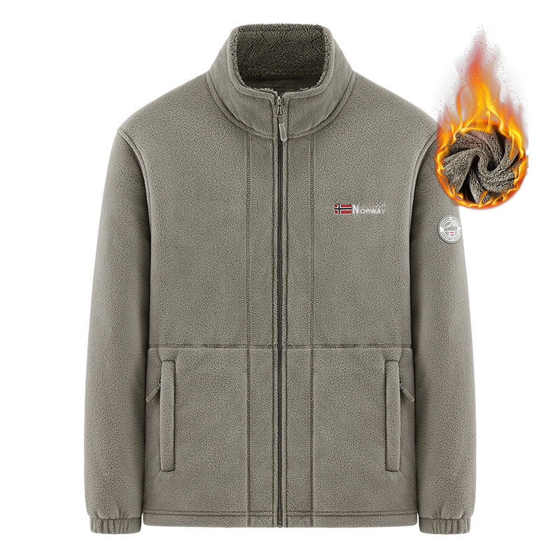 Herr Insulating Zip Fleece Jacka med Hög Krage och Mjuk Teddyfoder