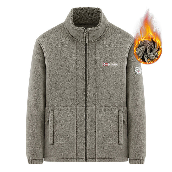 Herr Insulating Zip Fleece Jacka med Hög Krage och Mjuk Teddyfoder