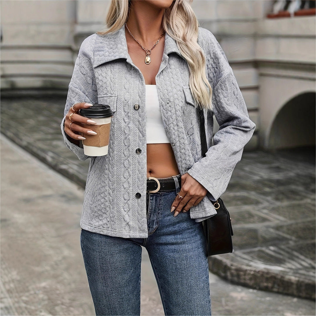 Dam Structured quiltad Shirt jacka med Flap fickor