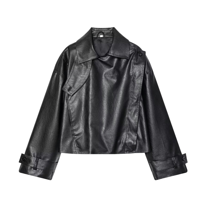 Dam cropped trenchcoat i oversized look tillverkad av vegan läder