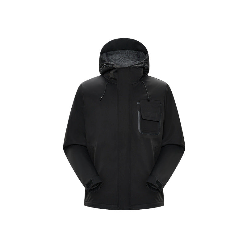 Herr Teknisk Funktionell Jacka med Huva, Vattenavvisande Softshell och Bröst Lock Ficka