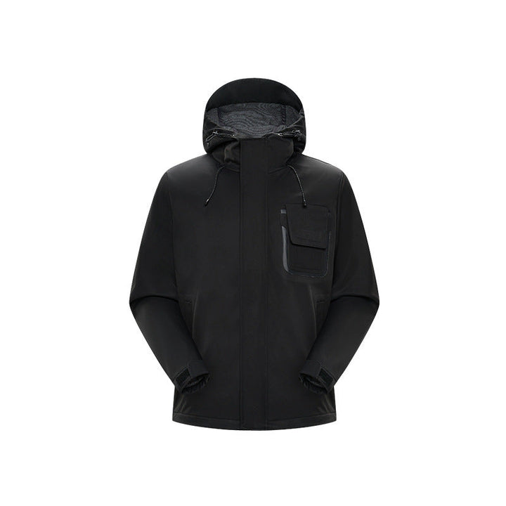 Herr Teknisk Funktionell Jacka med Huva, Vattenavvisande Softshell och Bröst Lock Ficka