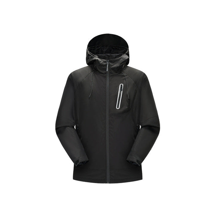 Herr Vattentät Softshell Regn Jacka med Justerbar Huva och Bröst Dragkedja Drune