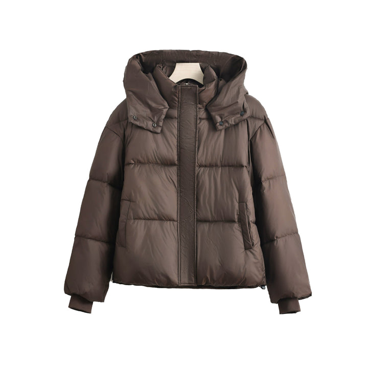 Dam nano compact thermal quiltad jacka med high sjalkrage, concealed front placket, och internal fåll drawstring