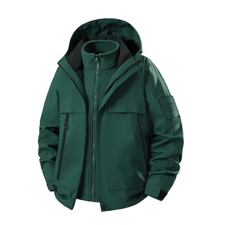 Herr Multifunctional Vattentät Softshell Regnjacka med Uttagbar Fleece Inre Jacka