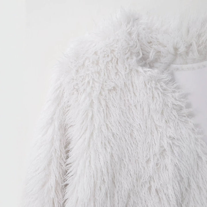 Dam längre Shaggy Faux Fur kappa in lång modell skärning