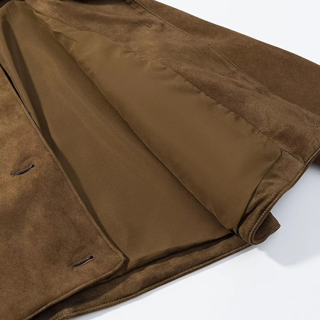 Dam kort-skärning velour jacka med skjortkrage, concealed knäppning, och angled slit fickor