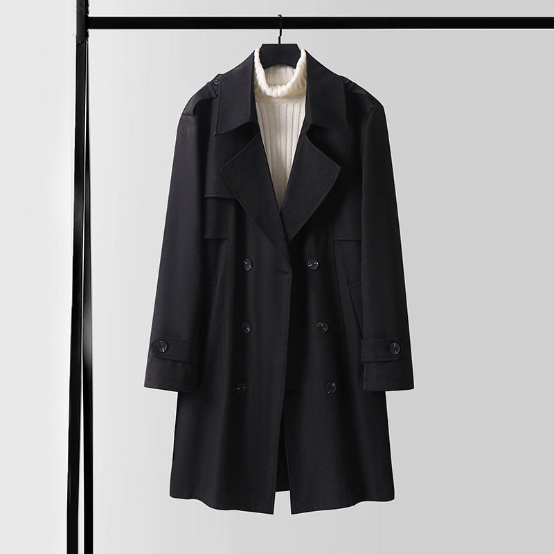 Dam modern kort kappa in trench stil med Double-Breasted knappslå och Epaulettes