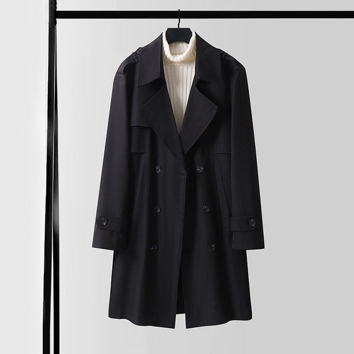 Dam modern kort kappa in trench stil med Double-Breasted knappslå och Epaulettes