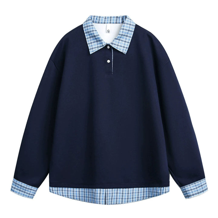 Herr Avslappnad Passform Pullover med Removable Skjortkrage