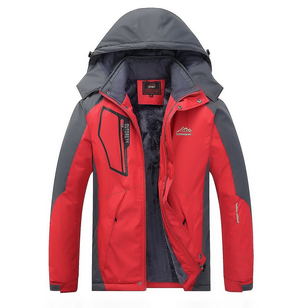 Herr Vattenavvisande Utomhus Jacka med Teddy Fleecefoder, Justerbar Huva, och Multifunction Fickor