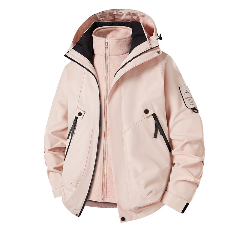 Herr 3-i-1 Softshell Parka med Uttagbar Fleece Inre Jacka och Technical Huva