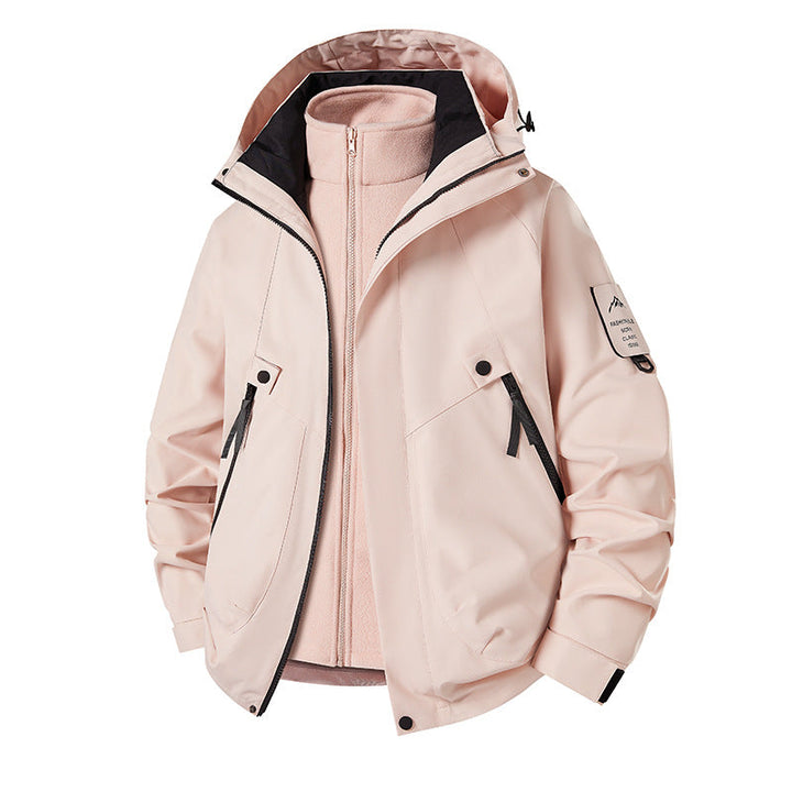 Herr 3-i-1 Softshell Parka med Uttagbar Fleece Inre Jacka och Technical Huva